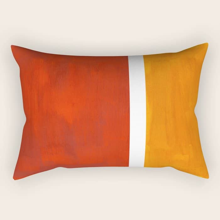 Burnt Orange Yellow Ochre Mid Century Modern Abstract Minimalist Rothko Color Field Squares Rectangular Pillow