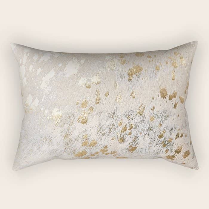 Gold Cowhide Metallic Rectangular Pillow
