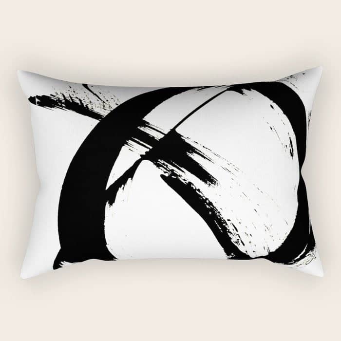 Brushstroke 7: A Minimal, Abstract, Black And White Piece Rectangular Pillow