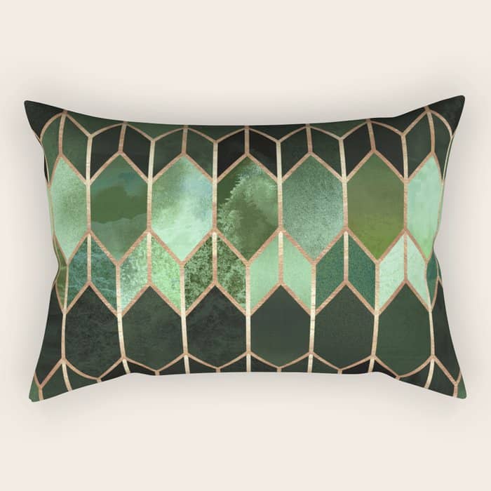 Stained Glass 5 - Forest Green Rectangular Pillow