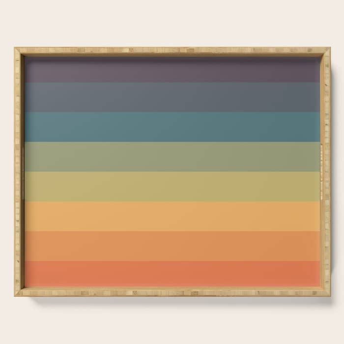 Colorful Retro Striped Rainbow Serving Tray