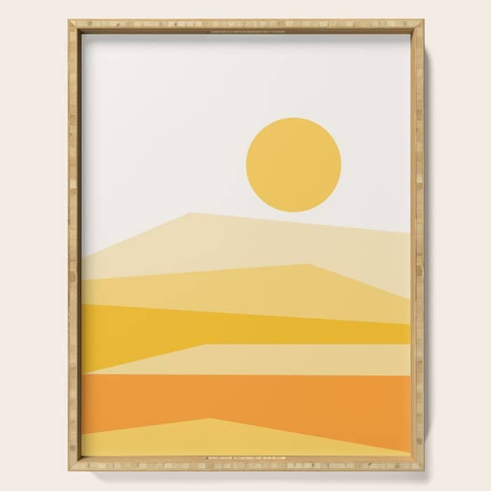 Abstract Landscape 09 Yellow Serving Tray