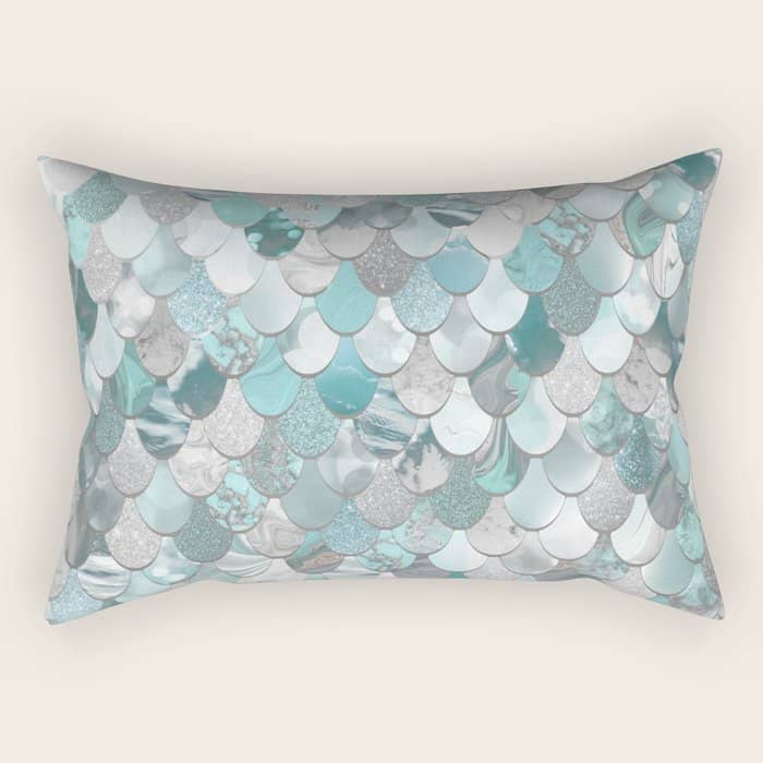 Mermaid Aqua And Grey Rectangular Pillow