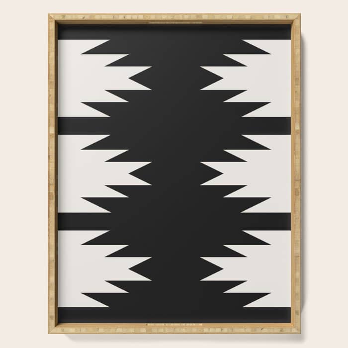 Geometric Southwestern Minimalism - Black And White Serving Tray