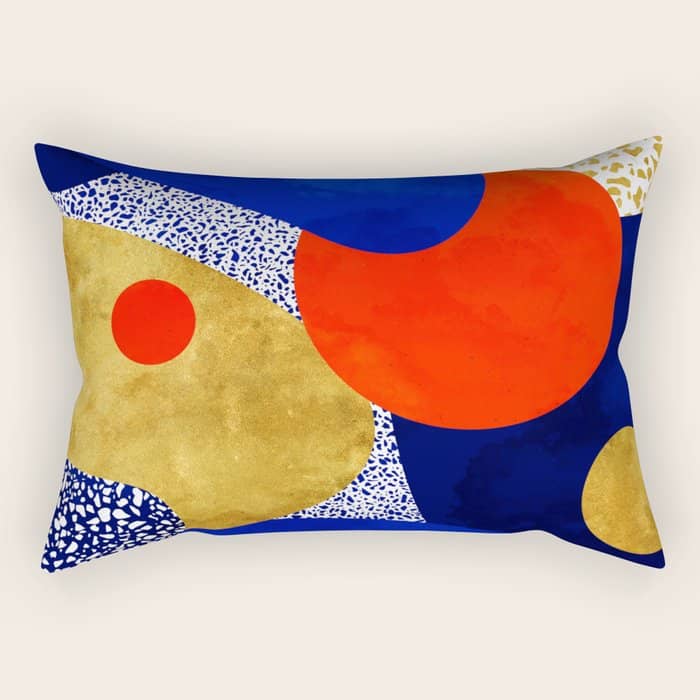 Terrazzo Galaxy Blue Night Yellow Gold Orange Rectangular Pillow