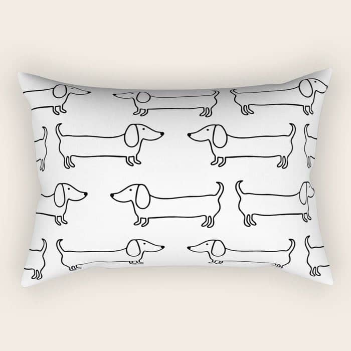 Dachshund In Black-White Rectangular Pillow
