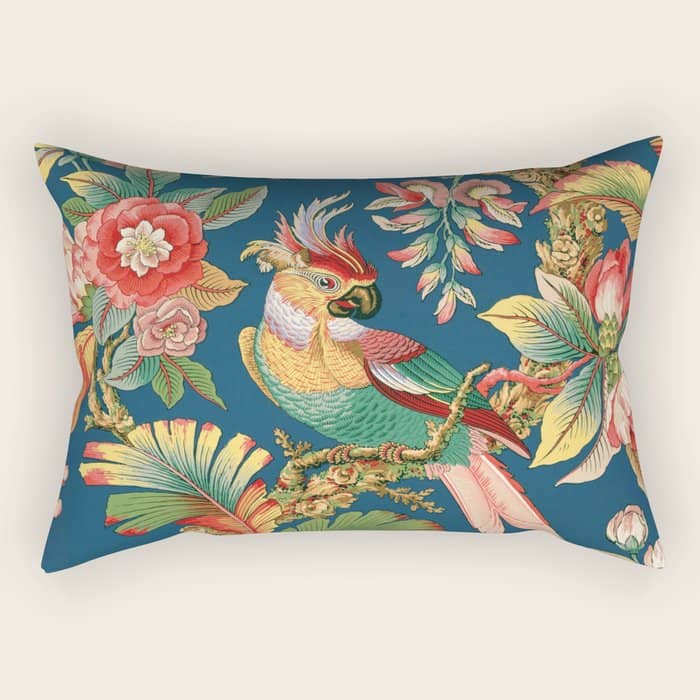 Antique French Chinoiserie In Blue Rectangular Pillow