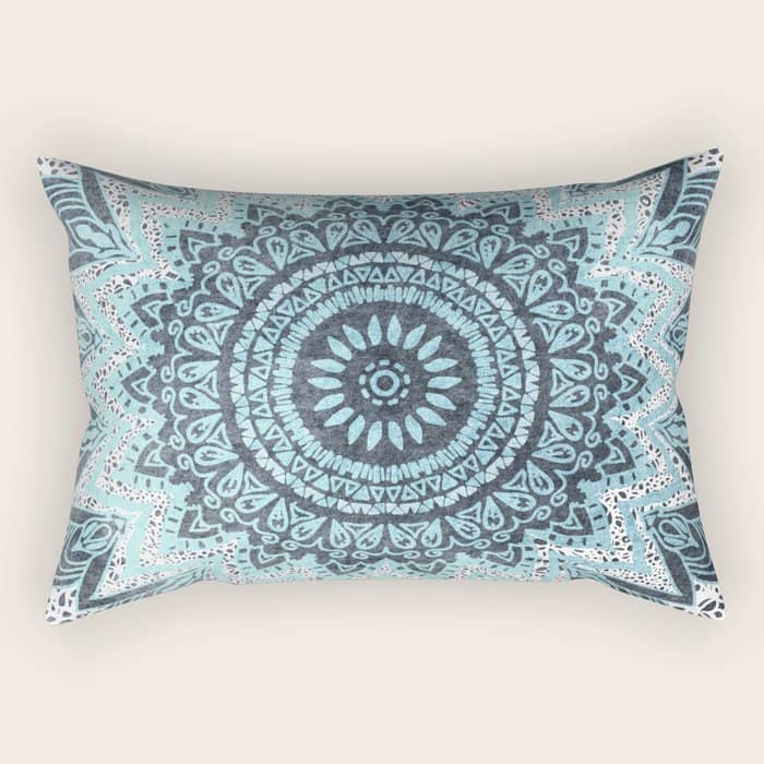 Bohochic Mandala In Blue Rectangular Pillow