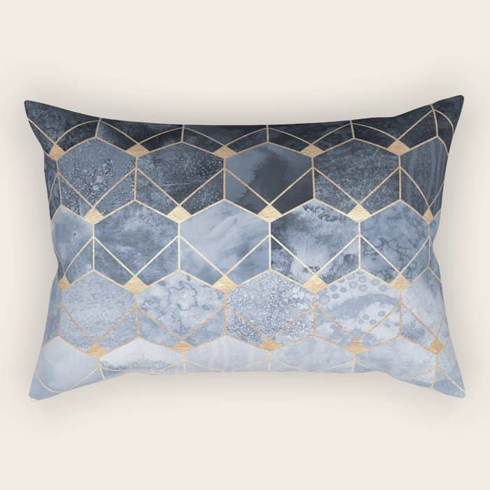 Blue Hexagons And Diamonds Rectangular Pillow
