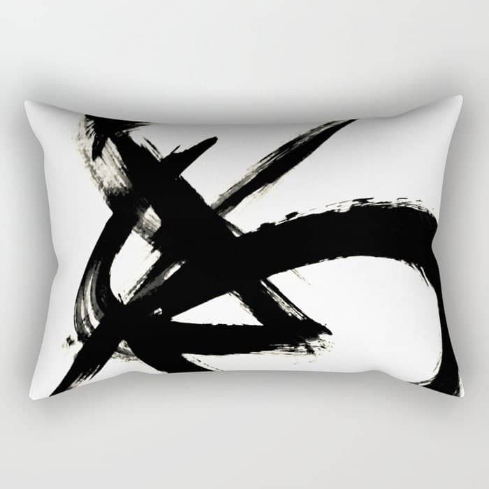 Brushstroke 3 - A Simple Black And White Ink Design Rectangular Pillow