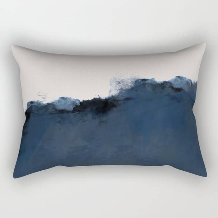Abstract, Blue, Beige, Indigo Rectangular Pillow