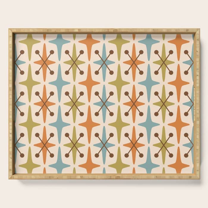 Mid Century Modern Googie Star Pattern Mid Mod Serving Tray