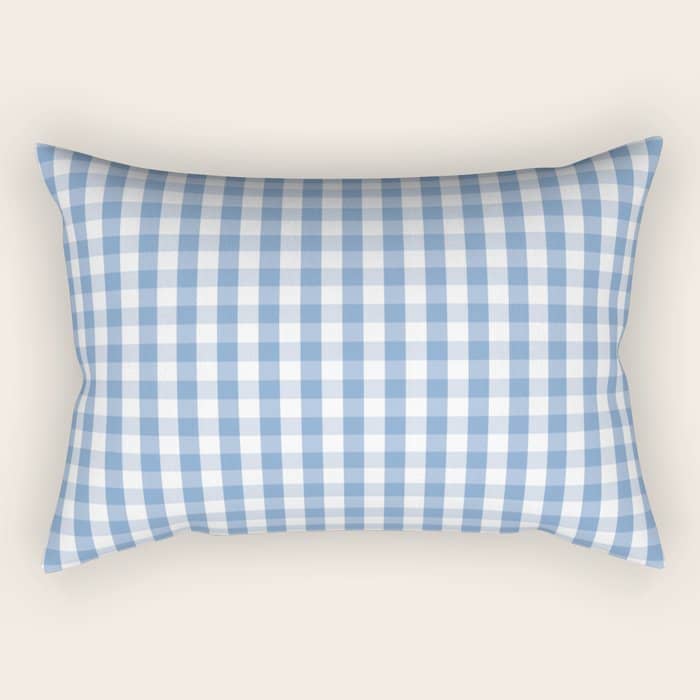 Classic Pale Blue Pastel Gingham Check Rectangular Pillow