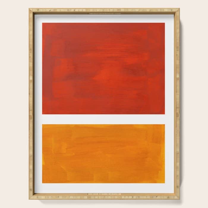Burnt Orange Yellow Ochre Mid Century Modern Abstract Minimalist Rothko Color Field Squares Serving Tray