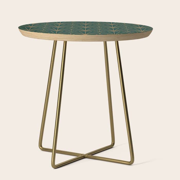 Art Deco Emerald Green & Gold Pattern Side Table