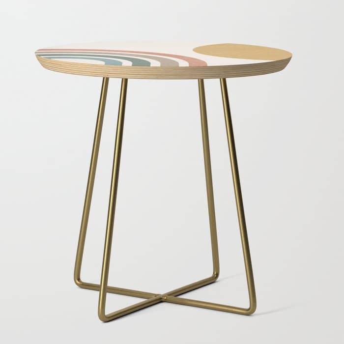 Mid Century Colorful Sun And Rainbow Side Table