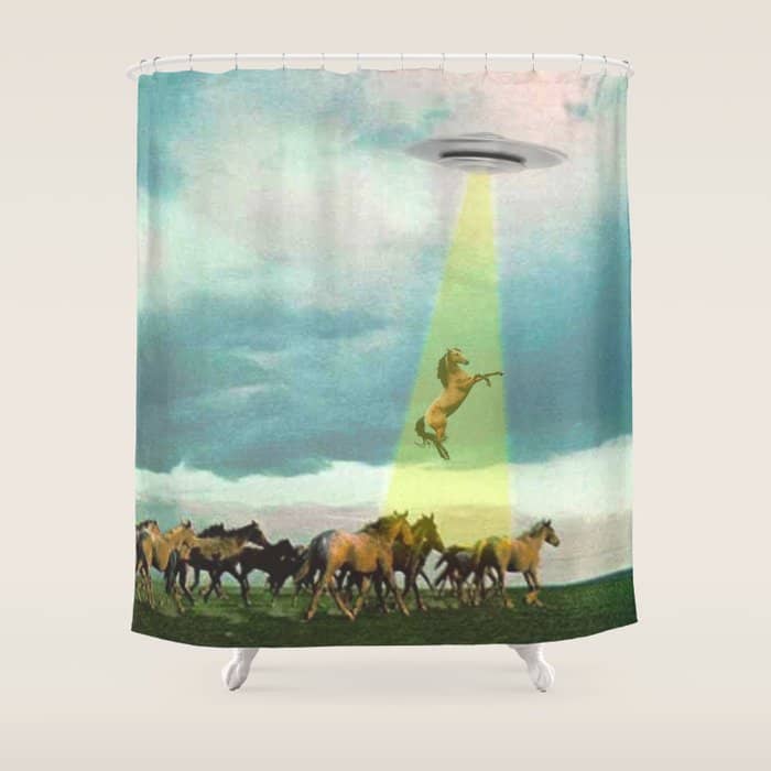 They Too Love Horses (Ufo) Shower Curtain