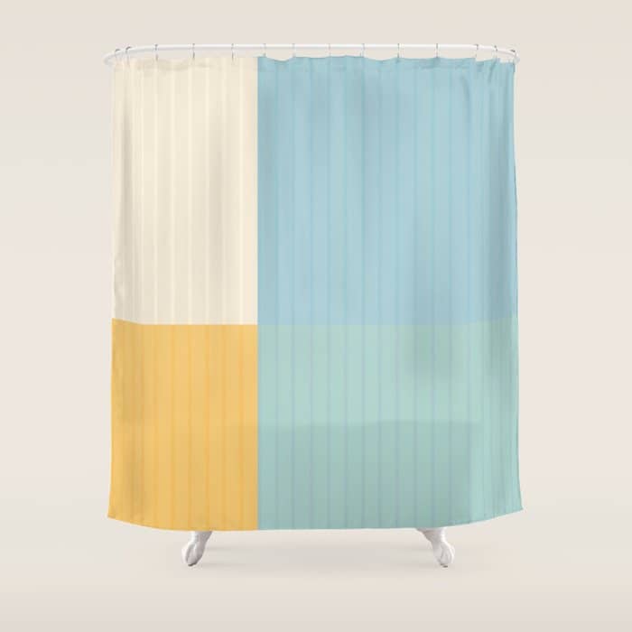 Color Block Line Abstract Iii Coastal Beachy Shower Curtain