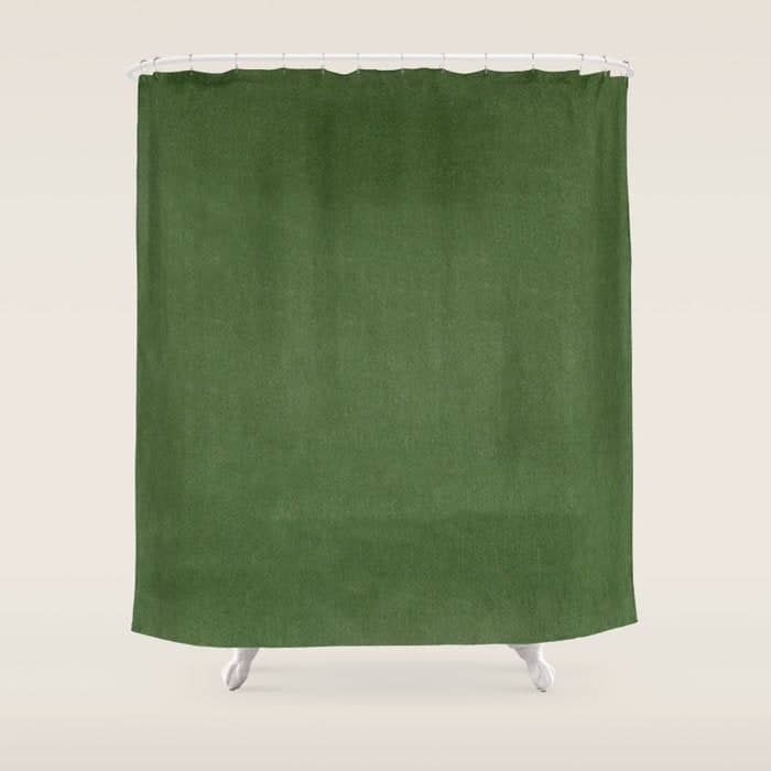 Sage Green Velvet Texture Shower Curtain