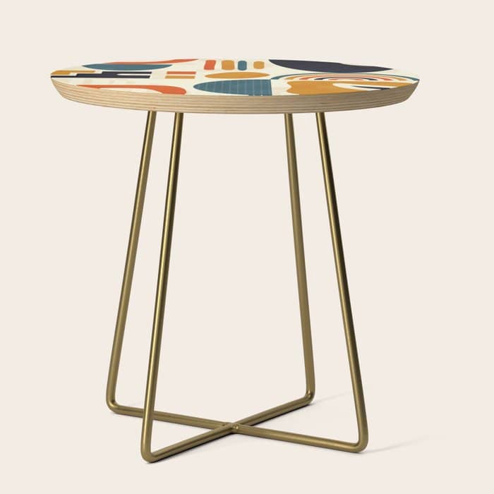 Mid Century Shapes Geometric Abstract Color 3 Side Table