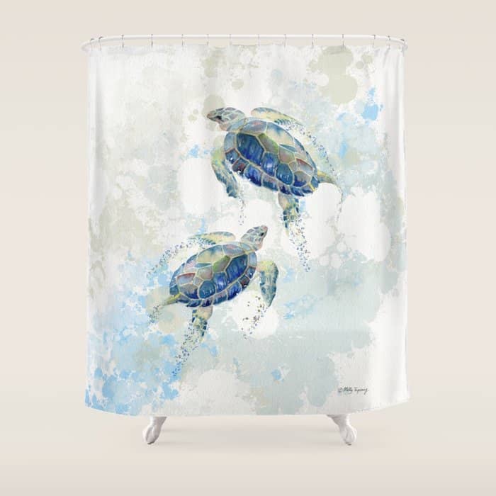 Swimming Together 2 - Sea Turtle  Shower Curtain