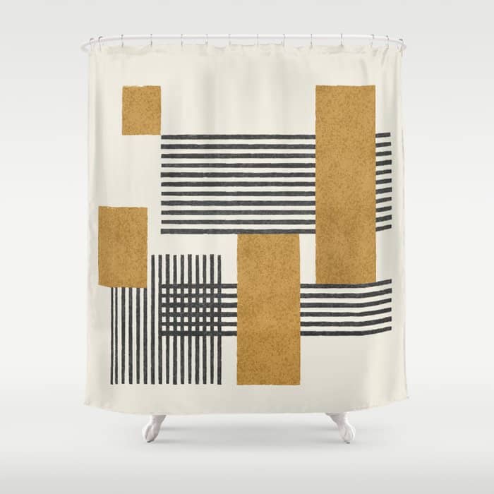 Stripes And Square Composition - Abstract Shower Curtain