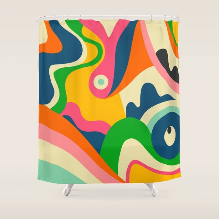Colorful Mid Century Abstract  Shower Curtain