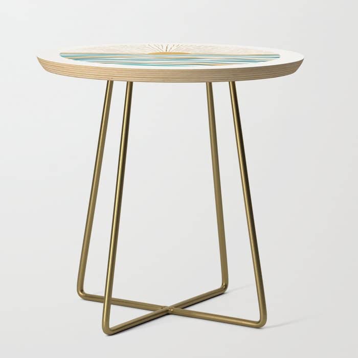 The Sun And The Sea - Gold And Teal Side Table