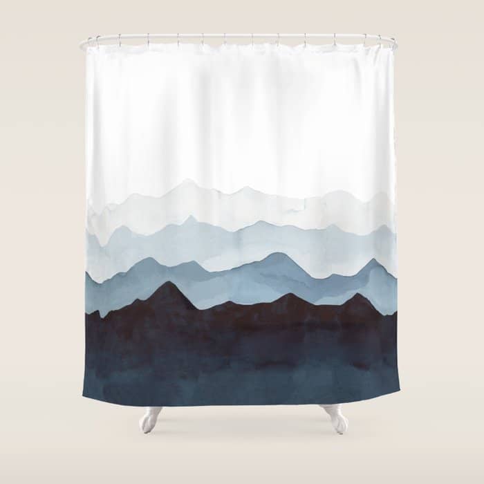 Indigo Mountains Landscape Shower Curtain