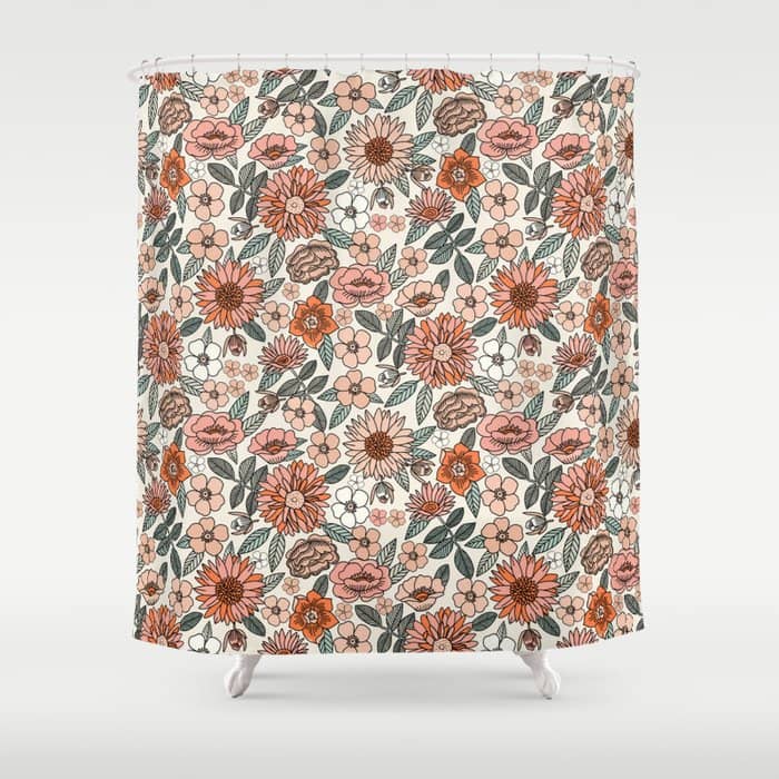 70s Flowers - 70s, Retro, Spring, Floral, Florals, Floral Pattern, Retro Flowers, Boho, Hippie, Earthy, Muted Shower Curtain