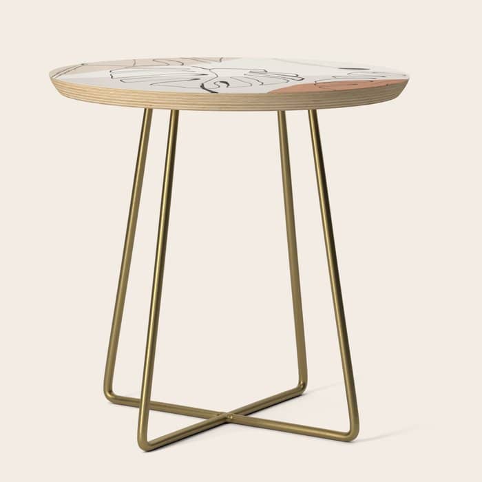 Minimal Abstract Art- Monstera Side Table