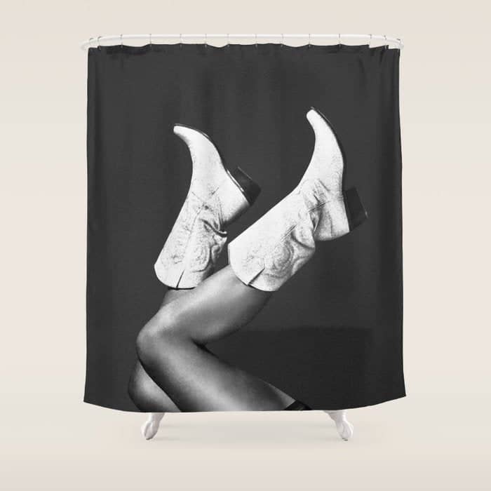 These Boots - Noir / Black & White Shower Curtain