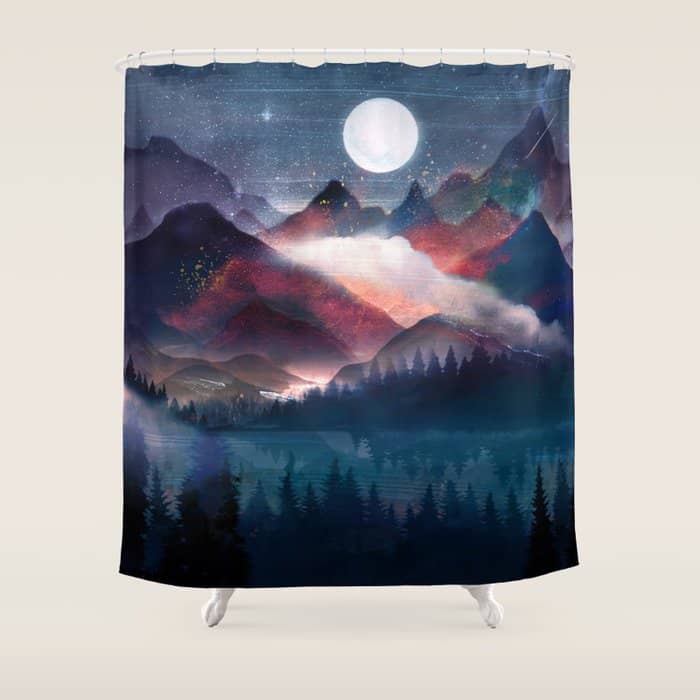 Mountain Lake Under The Stars Shower Curtain