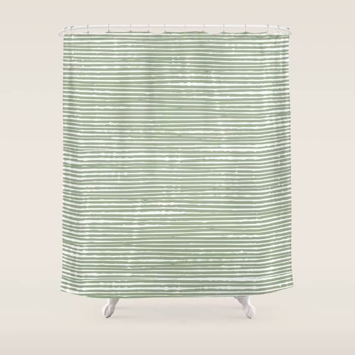 Abstract Stripes, Sage Green, Boho Wall Art Shower Curtain