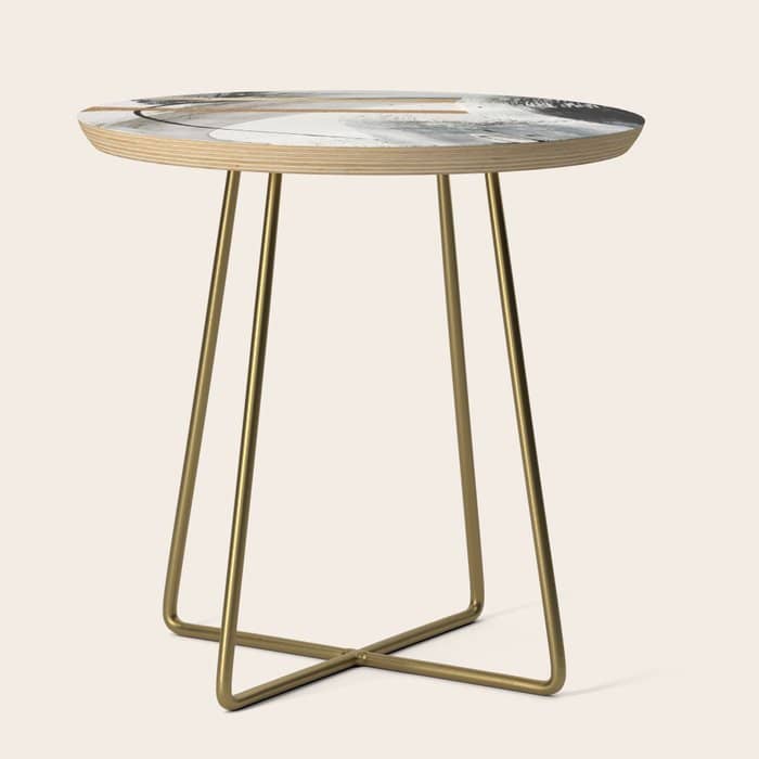 Armor [7]: A Bold Minimal Abstract Mixed Media Piece In Gold, Black And White Side Table