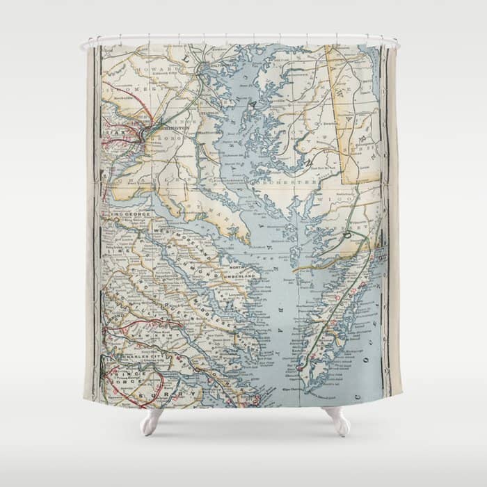 Vintage Map Of The Chesapeake Bay (1901) Shower Curtain