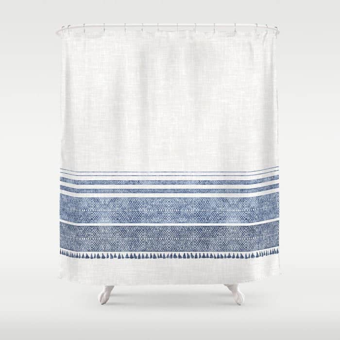 French Linen Chambray Tassel Shower Curtain