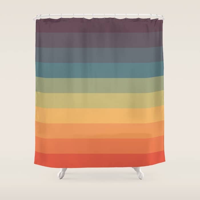 Colorful Retro Striped Rainbow Shower Curtain