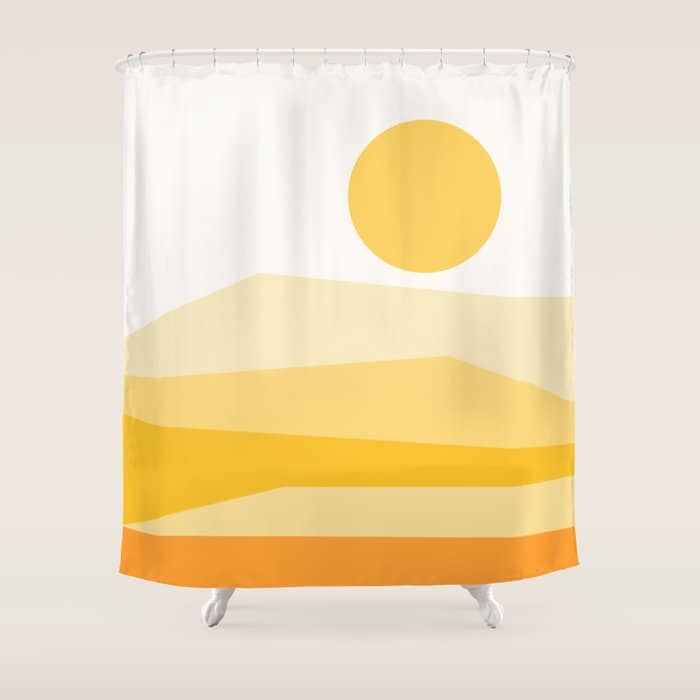 Abstract Landscape 09 Yellow Shower Curtain