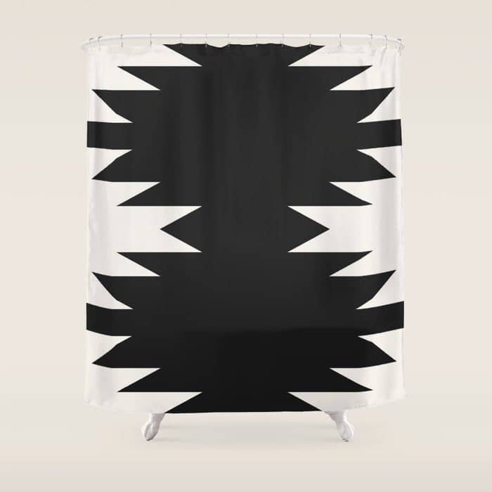 Geometric Southwestern Minimalism - Black And White Shower Curtain
