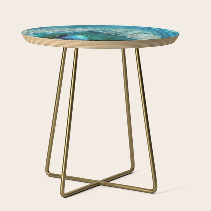 Aqua Turquoise Agate Mineral Gem Stone Side Table
