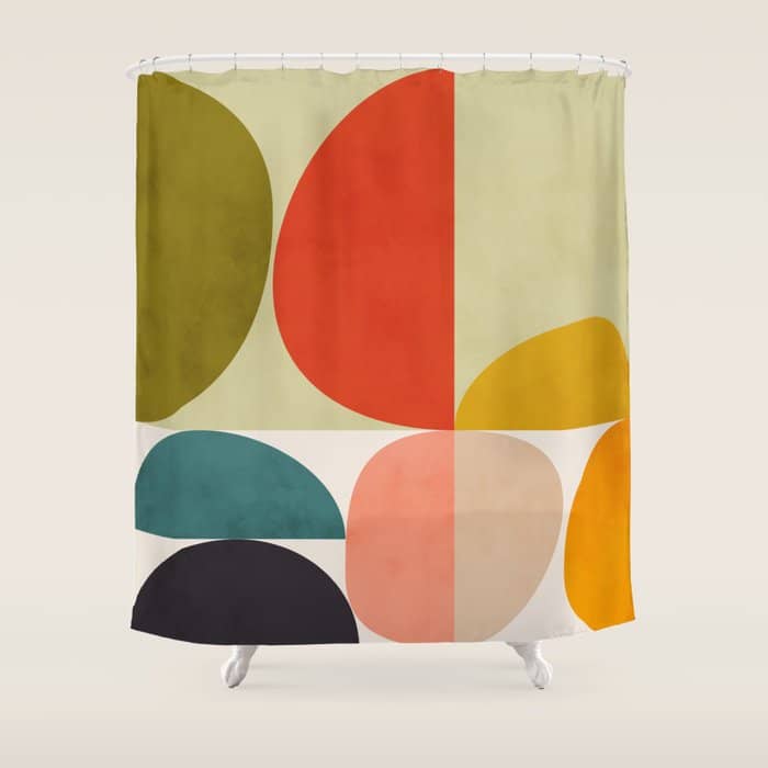 Shapes Of Mid Century Geometry Art Shower Curtain