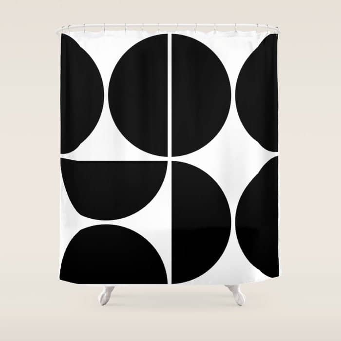 Mid Century Modern Black Square Shower Curtain
