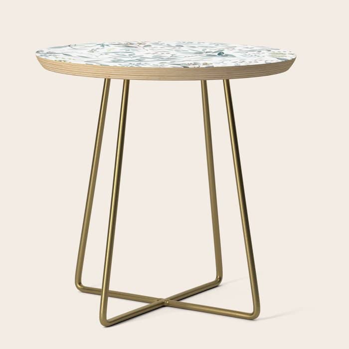 Botanical Eucalyptus Leaves Pattern Side Table