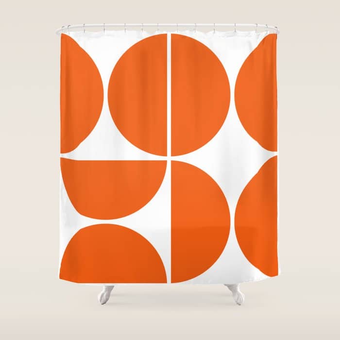 Mid Century Modern Orange Square Shower Curtain