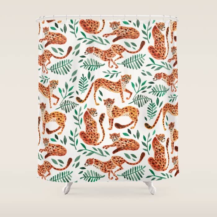 Cheetah Collection Orange & Green Palette Shower Curtain