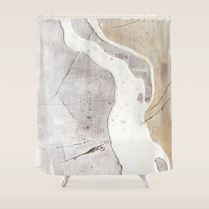 Feels: A Neutral, Textured, Abstract Piece In Whites By Alyssa Hamilton Art Shower Curtain