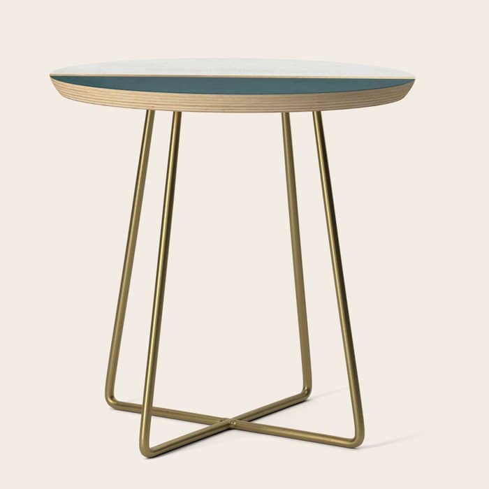 Deep Green, Gold And White Color Block Side Table