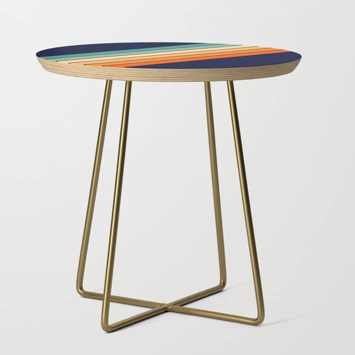 Farida - 70s Vintage Style Retro Stripes Side Table