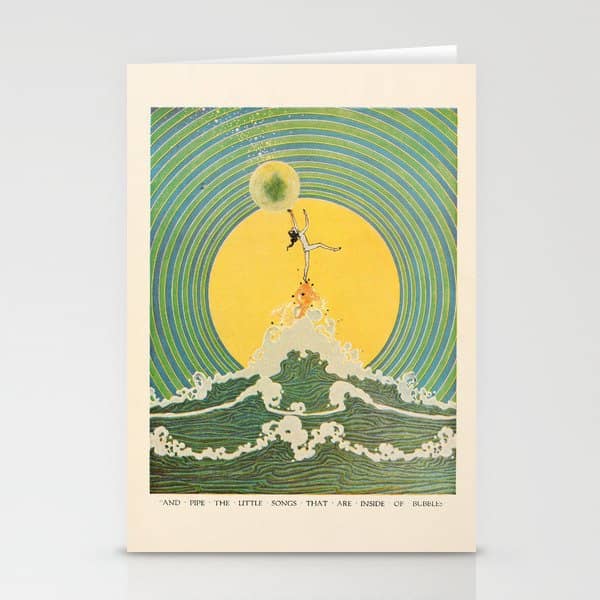 "And Pipe The Little Songs That Are Inside Of Bubbles " By Dugald Stewart Walker, 1920 Stationery Card